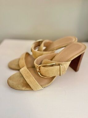 Veronica Beard Griddley suede sandals heels 8